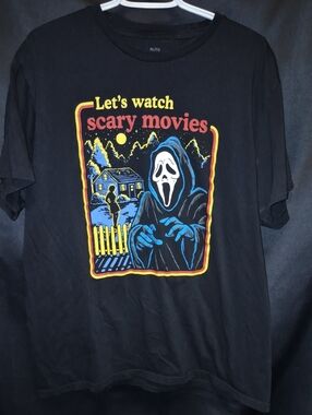 Let's Watch Scary Movies Graphic T-Shirt - Black XL